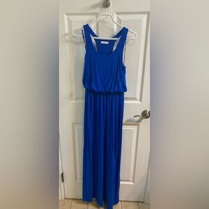 Lush Royal Blue Maxi Dress Sleeveless, Racerback Tank Elastic Waist Women Small